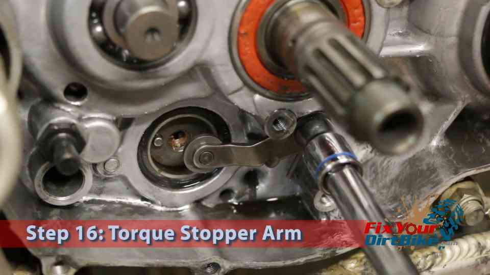 Step 16: Torque the stopper arm. (106 in.lb)