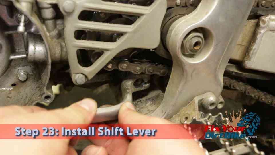 Step 23: Install and bolt down the shift lever