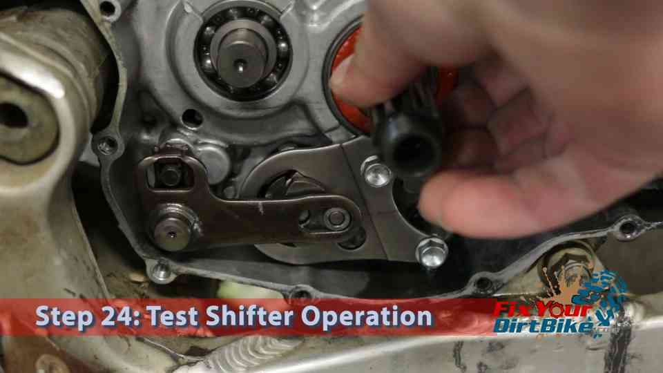 Step 24: Test the shift linkage - Rotate the main shaft with your hand as you run through the gears.