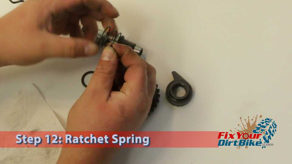 Step 12: Inspect the ratchet spring for the same issues. 