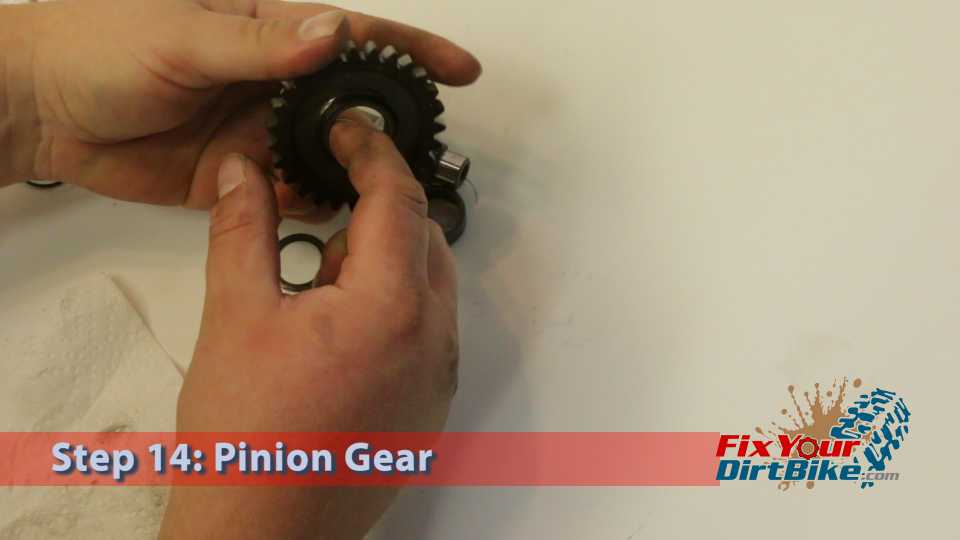 Step 14: Check the pinion gear for a smooth bore, straight gear teeth and ratchet teeth.