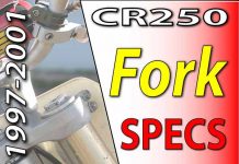 1997-2001 Honda CR250 Front Suspension & Steering Specifications 1997 -2001 Honda CR250 - Service Specifications - Fork Specifications