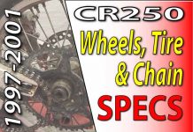 1997-2001 Honda CR250 Wheels / Tires / Drive Chain Specifications 1997 -2001 Honda CR250 - Service Specifications - Wheels Tires Drive Chain