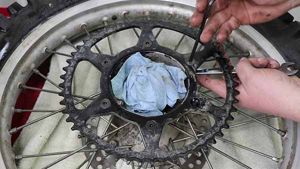 After the PB does its job, loosen and remove the rear sprocket hardware.