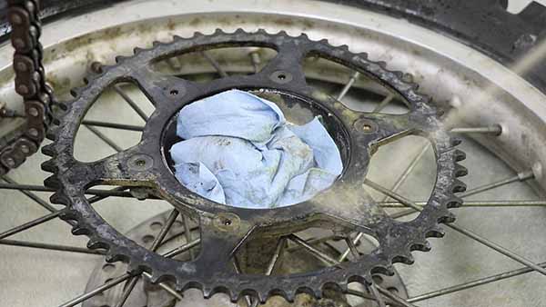 Coat the sprocket bolts with PB blaster, then flip your wheel and spray the sprocket nuts.