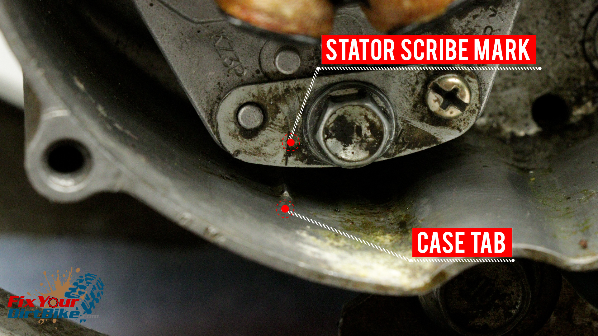 5 - Align The Stator Scribe Mark To The Tab on The Case