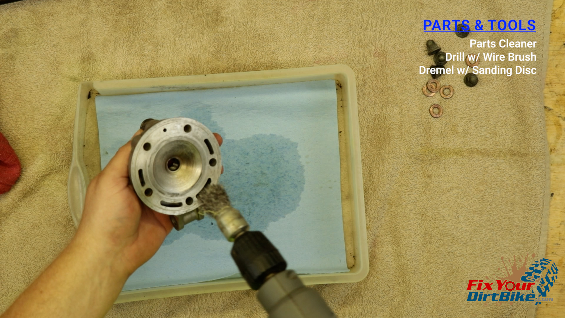 1 - If you have carbon buildup in the combustion chamber, soak it in parts cleaner, then gently scrub it off with a scouring pad