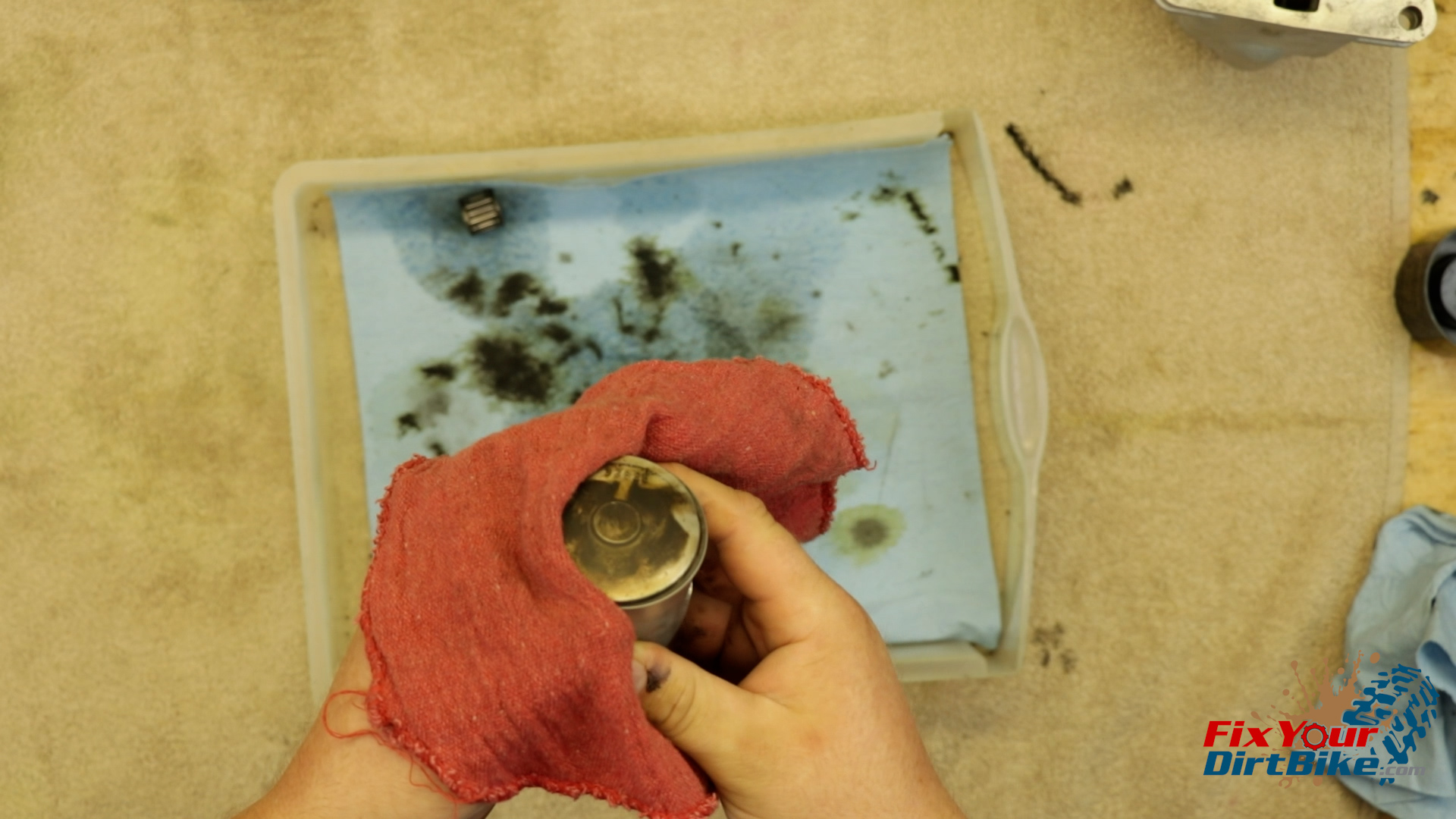 1 - This piston exhibits perfect carbon buildup, indicating that the pre-mix ratio is correct, the carburetor is tuned correctly, and the transfer ports are flowing freely.