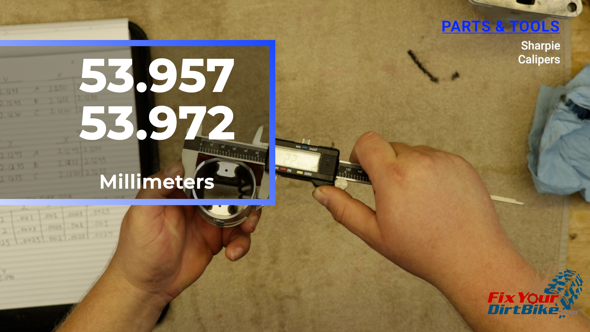 3 - This measurement should be between 53.957 and 53.972 mm